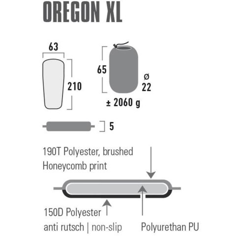Mata samopompująca High Peak Oregon XL 210x63x5 zielona 41126 Mata samopompująca High Peak Oregon XL 210x63x5 zielona 41126