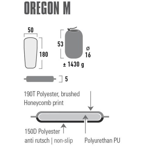 Mata samopompująca High Peak Oregon M 180x50x5 zielona 41124 Mata samopompująca High Peak Oregon M 180x50x5 zielona 41124