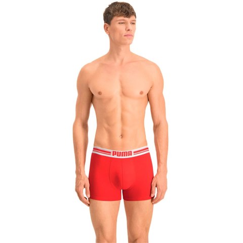 Bokserki męskie Puma Placed Logo Boxer 2P czerwone, czarne 906519 07 Bokserki męskie Puma Placed Logo Boxer 2P czerwone, czarne 906519 07