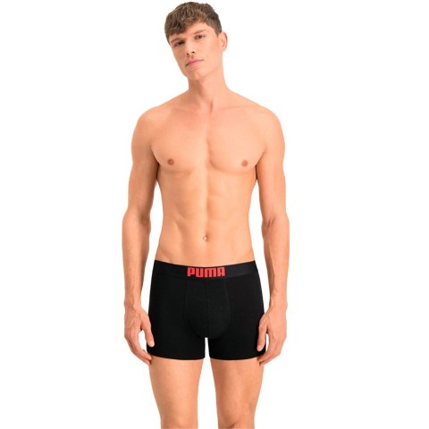 Bokserki męskie Puma Placed Logo Boxer 2P czerwone, czarne 906519 07 Bokserki męskie Puma Placed Logo Boxer 2P czerwone, czarne 906519 07