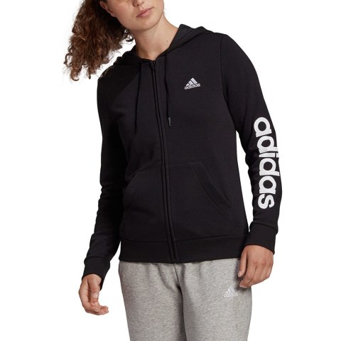 Bluza damska adidas Essentials Linear Ful zipp Hoodie czarna GL0791 Bluza damska adidas Essentials Linear Ful zipp Hoodie czarna GL0791