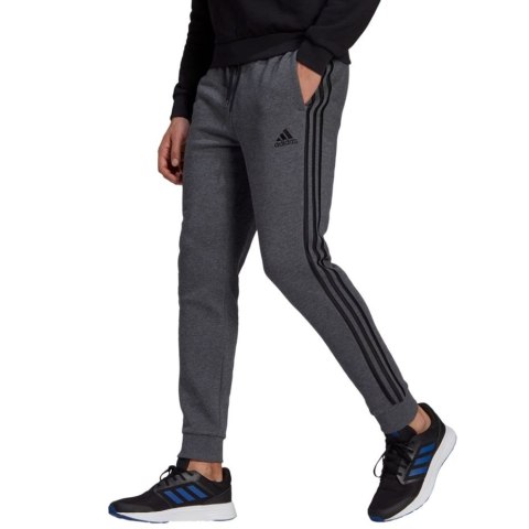 Spodnie męskie adidas Essentials Tapered Cuff 3 Stripes ciemnoszare GK8826 Spodnie męskie adidas Essentials Tapered Cuff 3 Stripes ciemnoszare GK8826