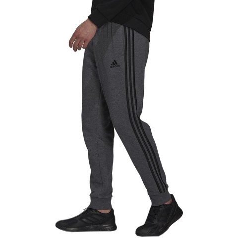 Spodnie męskie adidas Essentials French Terry Tapered Cuff 3-Stripes Pants szare H12256 Spodnie męskie adidas Essentials French Terry Tapered Cuff 3-Stripes Pants szare H12256