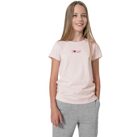 Koszulka dla dziewczynki 4F jasny róż HJZ22 JTSD005 56S Koszulka dla dziewczynki 4F jasny róż HJZ22 JTSD005 56S