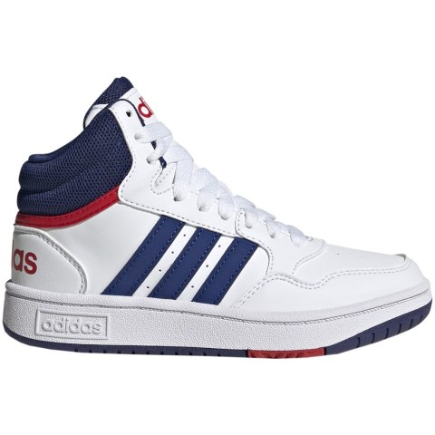Buty dla dzieci adidas Hoops Mid biało-niebieskie GZ9647 Buty dla dzieci adidas Hoops Mid biało-niebieskie GZ9647