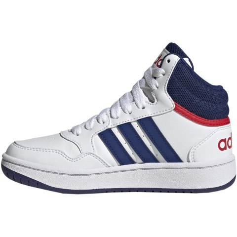 Buty dla dzieci adidas Hoops Mid biało-niebieskie GZ9647 Buty dla dzieci adidas Hoops Mid biało-niebieskie GZ9647