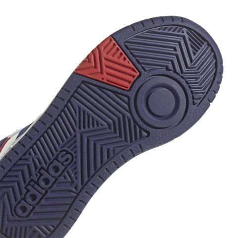 Buty dla dzieci adidas Hoops Mid biało-niebieskie GZ9647 Buty dla dzieci adidas Hoops Mid biało-niebieskie GZ9647