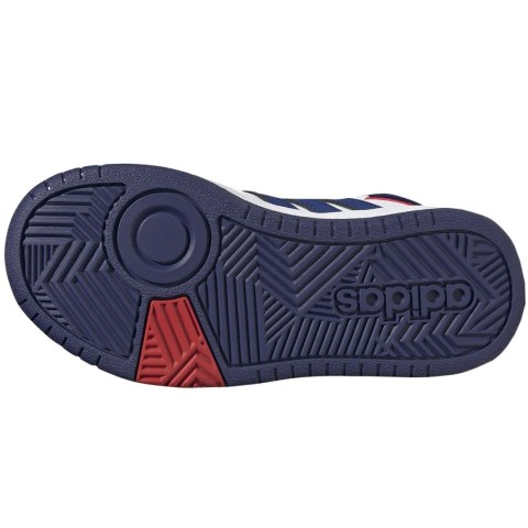 Buty dla dzieci adidas Hoops Mid biało-niebieskie GZ9647 Buty dla dzieci adidas Hoops Mid biało-niebieskie GZ9647