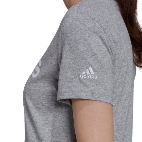 Koszulka damska adidas Loungwear Essentials Slim Logo szara HL2053 Koszulka damska adidas Loungwear Essentials Slim Logo szara HL2053