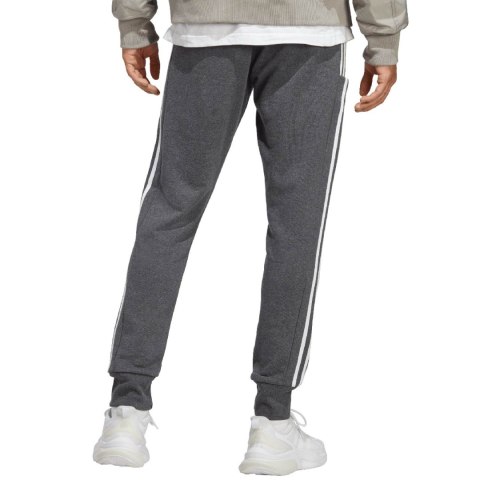 Spodnie męskie adidas Essentials French Terry Tapered Cuff 3-Stripes szare IC9408 Spodnie męskie adidas Essentials French Terry Tapered Cuff 3-Stripes szare IC9408