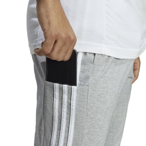 Spodnie męskie adidas Essentials Single Jersey Tapered Open Hem 3-Stripes szare IC0046 Spodnie męskie adidas Essentials Single Jersey Tapered Open Hem 3-Stripes szare IC0046