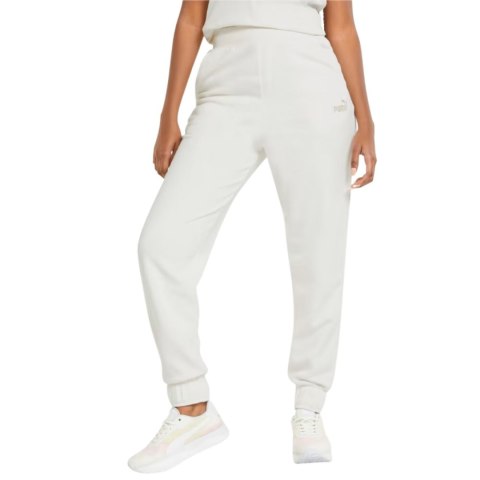 Spodnie damskie Puma ESS+ Embroidery High-Waist Pants FL kremowe 670007 99 Spodnie damskie Puma ESS+ Embroidery High-Waist Pants FL kremowe 670007 99
