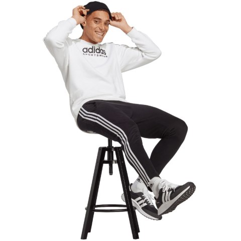 Spodnie męskie adidas Essentials Single Jersey Tapered Open Hem 3-Stripes czarne IC0044 Spodnie męskie adidas Essentials Single Jersey Tapered Open Hem 3-Stripes czarne IC0044