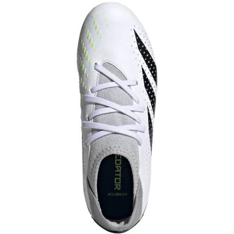 Buty piłkarskie dla dzieci adidas Predator Accuracy.3 FG biało-szare IE9504 Buty piłkarskie dla dzieci adidas Predator Accuracy.3 FG biało-szare IE9504