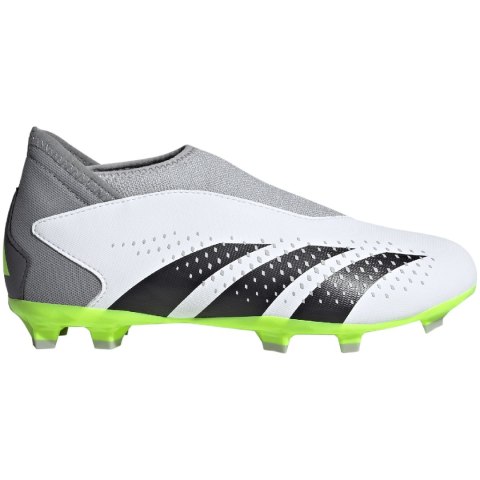 Buty piłkarskie dla dzieci adidas Predator Accuracy.3 Laceless FG biało-szare IF2265 Buty piłkarskie dla dzieci adidas Predator Accuracy.3 Laceless FG biało-szare IF2265