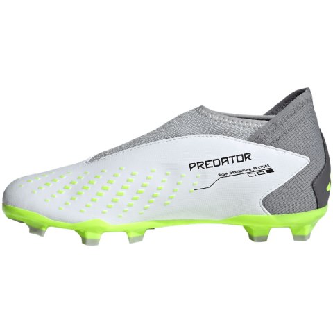 Buty piłkarskie dla dzieci adidas Predator Accuracy.3 Laceless FG biało-szare IF2265 Buty piłkarskie dla dzieci adidas Predator Accuracy.3 Laceless FG biało-szare IF2265