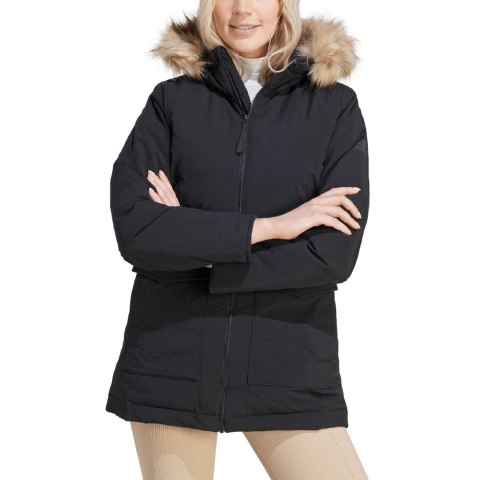 Kurtka damska adidas Parka Hooded Fur czarna IJ8260 Kurtka damska adidas Parka Hooded Fur czarna IJ8260