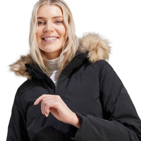 Kurtka damska adidas Parka Hooded Fur czarna IJ8260 Kurtka damska adidas Parka Hooded Fur czarna IJ8260
