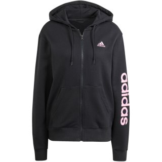 Bluza damska adidas Essentials Linear Full-Zip French Terry Hoodie czarna IS2072