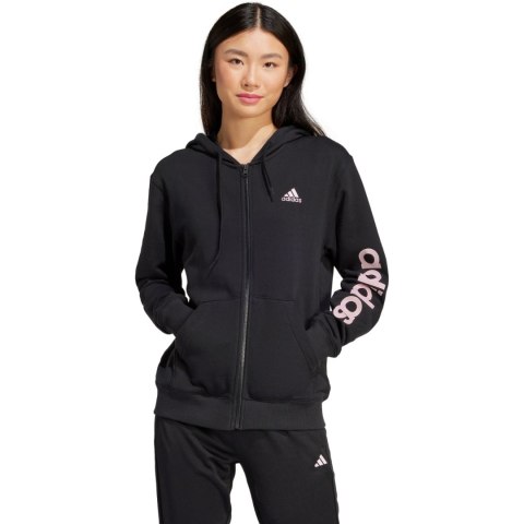 Bluza damska adidas Essentials Linear Full-Zip French Terry Hoodie czarna IS2072 Bluza damska adidas Essentials Linear Full-Zip French Terry Hoodie czarna IS2072