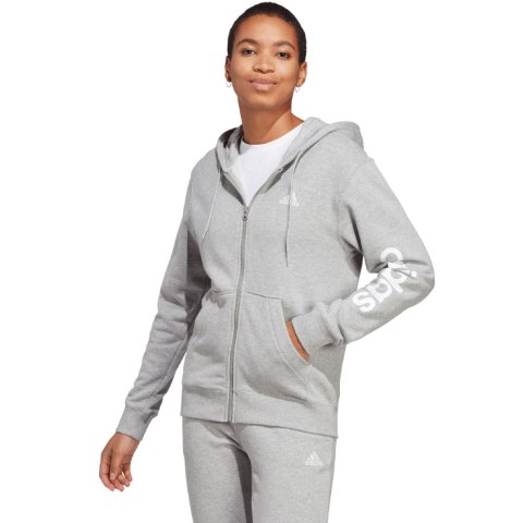 Bluza damska adidas Essentials Linear Full-Zip French Terry Hoodie szara IC6866 Bluza damska adidas Essentials Linear Full-Zip French Terry Hoodie szara IC6866