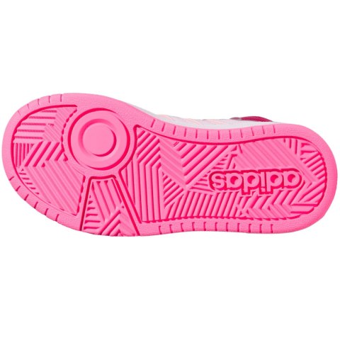 Buty dla dzieci adidas Hoops Mid biało-różowe IF2722 Buty dla dzieci adidas Hoops Mid biało-różowe IF2722