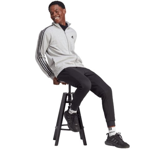 Dres męski adidas Basic 3-Stripes Fleece szaro-czarny IA3073 Dres męski adidas Basic 3-Stripes Fleece szaro-czarny IA3073