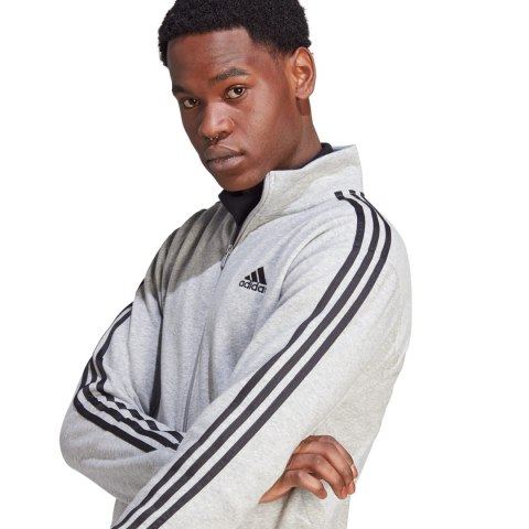 Dres męski adidas Basic 3-Stripes Fleece szaro-czarny IA3073 Dres męski adidas Basic 3-Stripes Fleece szaro-czarny IA3073