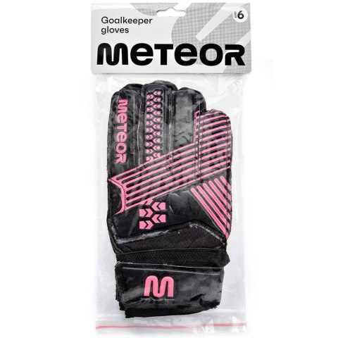 Rękawice bramkarskie Meteor Catch czarno-różowe 16590-16591-16592 Rękawice bramkarskie Meteor Catch czarno-różowe 16590-16591-16592