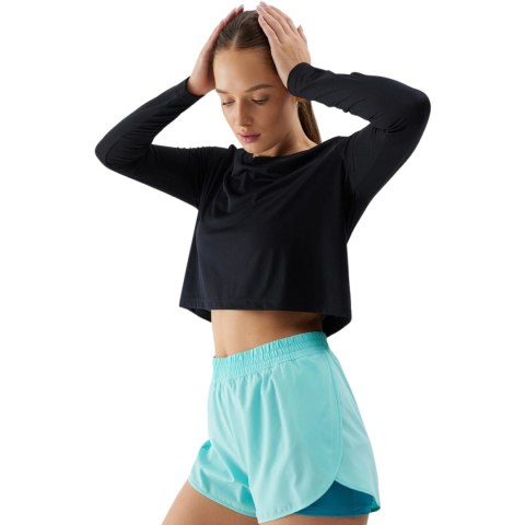 Koszulka damska longsleeve 4F F218 głęboka czerń 4FWSS24TFLOF218 20S Koszulka damska longsleeve 4F F218 głęboka czerń 4FWSS24TFLOF218 20S