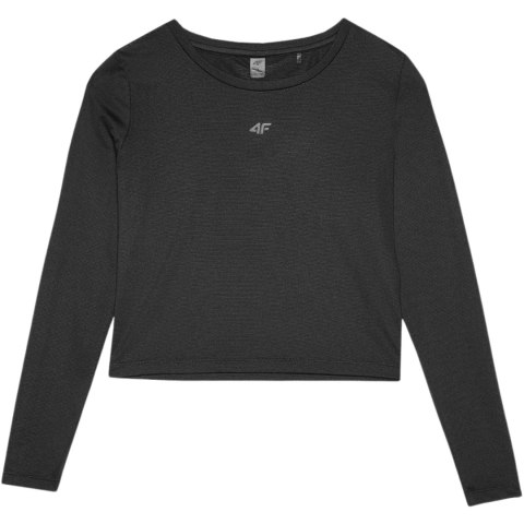 Koszulka damska longsleeve 4F F218 głęboka czerń 4FWSS24TFLOF218 20S Koszulka damska longsleeve 4F F218 głęboka czerń 4FWSS24TFLOF218 20S