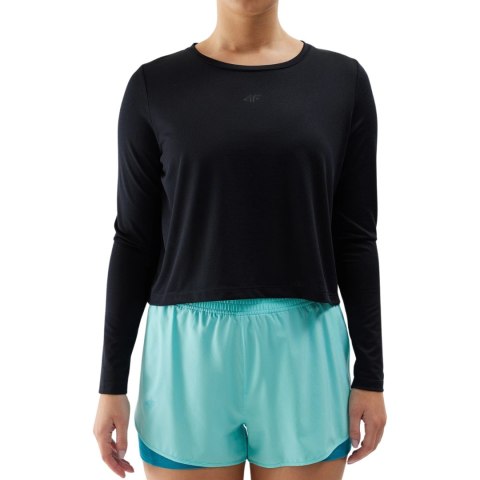 Koszulka damska longsleeve 4F F218 głęboka czerń 4FWSS24TFLOF218 20S Koszulka damska longsleeve 4F F218 głęboka czerń 4FWSS24TFLOF218 20S