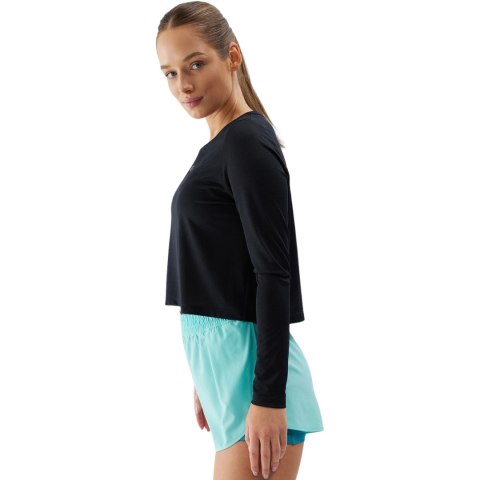 Koszulka damska longsleeve 4F F218 głęboka czerń 4FWSS24TFLOF218 20S Koszulka damska longsleeve 4F F218 głęboka czerń 4FWSS24TFLOF218 20S