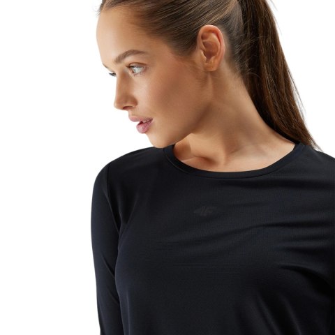 Koszulka damska longsleeve 4F F218 głęboka czerń 4FWSS24TFLOF218 20S Koszulka damska longsleeve 4F F218 głęboka czerń 4FWSS24TFLOF218 20S