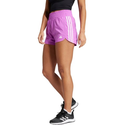 Spodenki damskie adidas Pacer Training 3-Stripes Woven High Rise różowe IX1079 Spodenki damskie adidas Pacer Training 3-Stripes Woven High Rise różowe IX1079