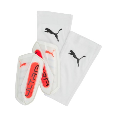 Ochraniacze piłkarskie Puma Ultra Flex Sleeve biało-pomarańczowe 30987 01 Ochraniacze piłkarskie Puma Ultra Flex Sleeve biało-pomarańczowe 30987 01