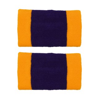 Frotki na nadgarstki Nike Swoosh Doublewide Wristbands fioletowo-żółte N0001586730