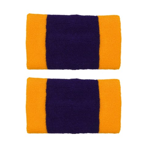 Frotki na nadgarstki Nike Swoosh Doublewide Wristbands fioletowo-żółte N0001586730
