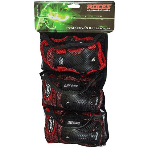 Ochraniacze na łyżworolki Roces Ventilated JR czerwono czarne 3-Pack 301352 02 Ochraniacze na łyżworolki Roces Ventilated JR czerwono czarne 3-Pack 301352 02