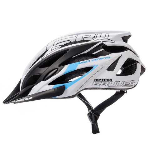 Kask rowerowy Meteor Gruver M 55-58 cm biało-czarno-niebieski 24748 Kask rowerowy Meteor Gruver M 55-58 cm biało-czarno-niebieski 24748