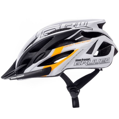 Kask rowerowy Meteor Gruver M 55-58 cm biało-czarno-pomarańczowy 24751 Kask rowerowy Meteor Gruver M 55-58 cm biało-czarno-pomarańczowy 24751
