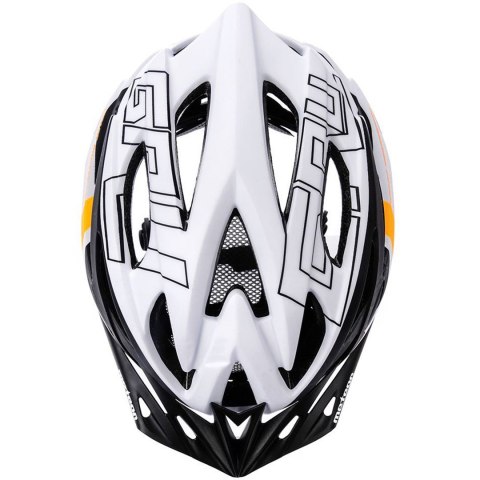 Kask rowerowy Meteor Gruver M 55-58 cm biało-czarno-pomarańczowy 24751 Kask rowerowy Meteor Gruver M 55-58 cm biało-czarno-pomarańczowy 24751
