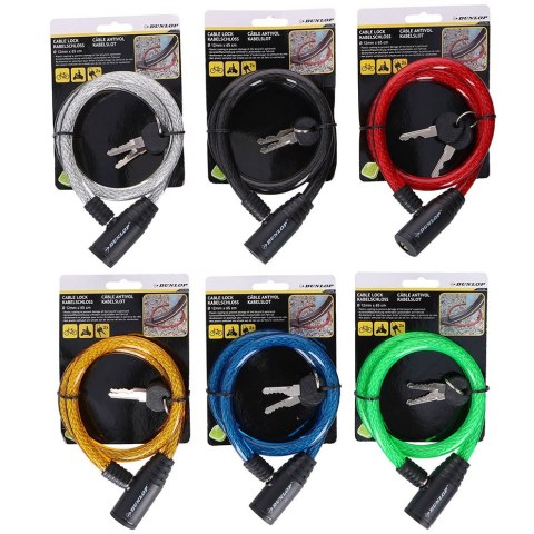 Zapięcie rowerowe Dunlop cable lock D12mm 65 cm ST 6ass 2082646 Zapięcie rowerowe Dunlop cable lock D12mm 65 cm ST 6ass 2082646