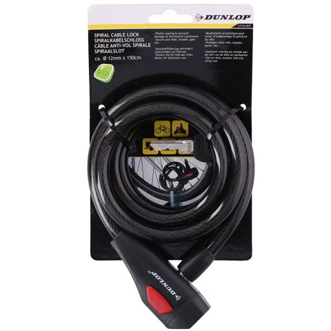 Zapięcie rowerowe Dunlop spiral cable lock 12 mm 150 cm ST 2075570 Zapięcie rowerowe Dunlop spiral cable lock 12 mm 150 cm ST 2075570