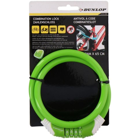Zapięcie rowerowe Dunlop spiralne na szyfr 10 mm x 65 cm zielone 1042824 Zapięcie rowerowe Dunlop spiralne na szyfr 10 mm x 65 cm zielone 1042824
