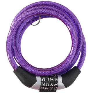 Zapięcie rowerowe Dunlop spiralne,szyfr 0,6x120 cm fioletowe 1042688