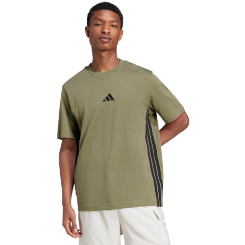 Koszulka męska adidas Essentials 3-Stripes Single Jersey zielona JE6391 Koszulka męska adidas Essentials 3-Stripes Single Jersey zielona JE6391