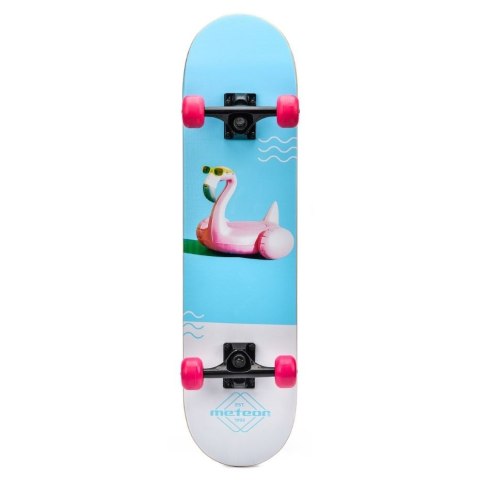 Deskorolka Meteor drewniana Flamingo niebiesko-różowo-biała 22678 Deskorolka Meteor drewniana Flamingo niebiesko-różowo-biała 22678