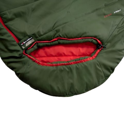 Śpiwór High Peak Pak 600 Eco 210x75x50 cm zielono-czerwony 23247 Śpiwór High Peak Pak 600 Eco 210x75x50 cm zielono-czerwony 23247