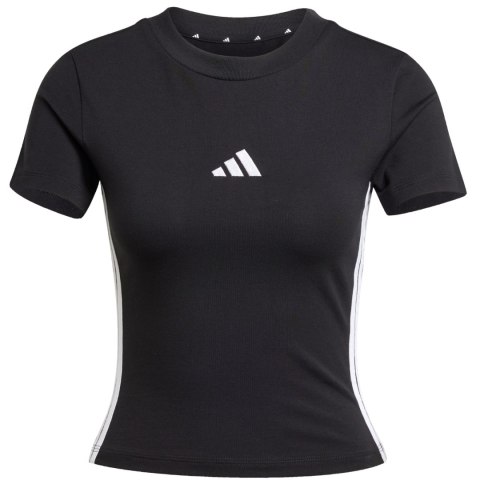 Koszulka damska adidas Essentials 3-Stripes Slim Baby czarno-biała JC8325 Koszulka damska adidas Essentials 3-Stripes Slim Baby czarno-biała JC8325